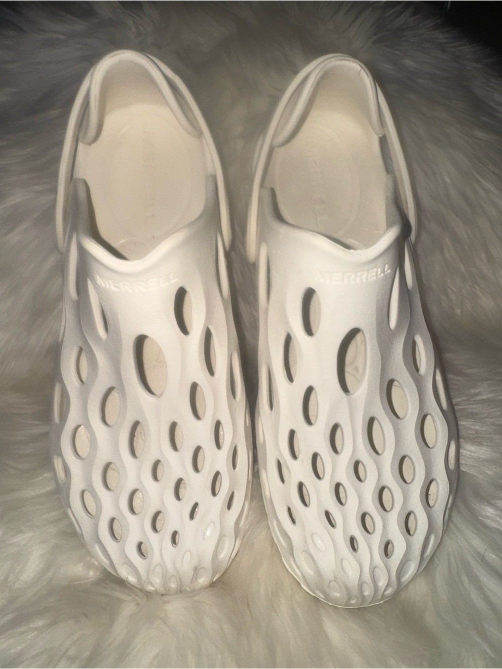 Merrell White Ventilated Foam Slip-On Clogs